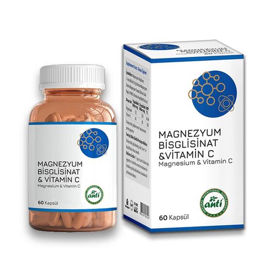 Anti Magnezyum Bisglisinat & Vitamin C 60 Kapsül x 2 Adet