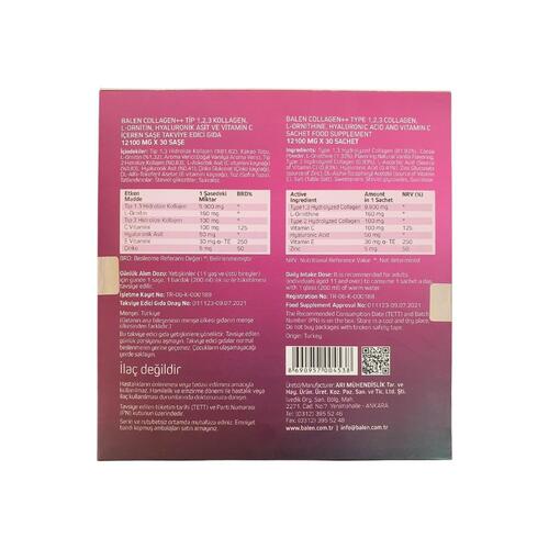 Balen Collagen Tip 1,2,3 Hyaluronik Asit 30 Şase 12100mg x 2 Adet