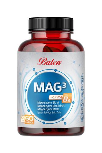 Balen Mag 3 Magnezyum Sitrat & Bisglisinat & Malat 679 mg 60 Kap. x 2 Adet